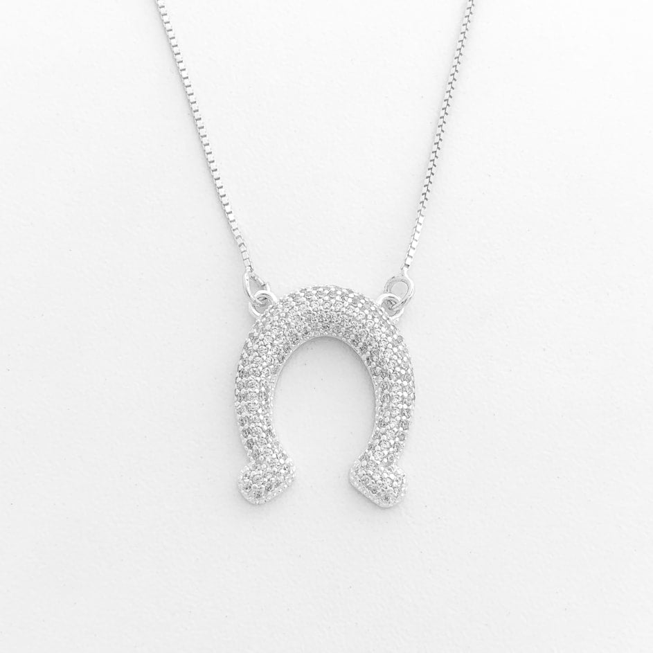 Gargantilha com Ferradura Cravejada de Zircônias - 45cm