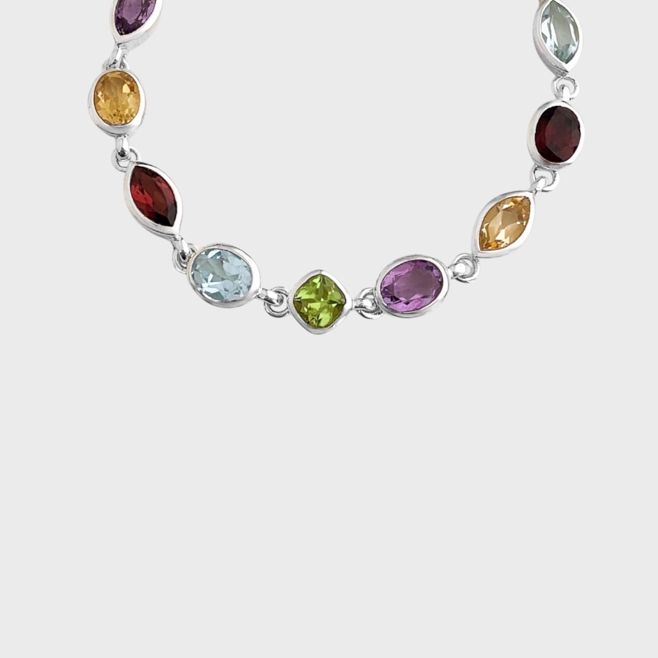 Pulseira com Zircônias Coloridas - 17cm