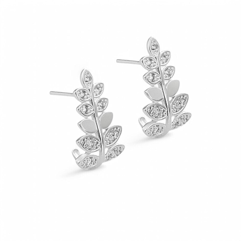 Brinco de Folha com Zircônias
