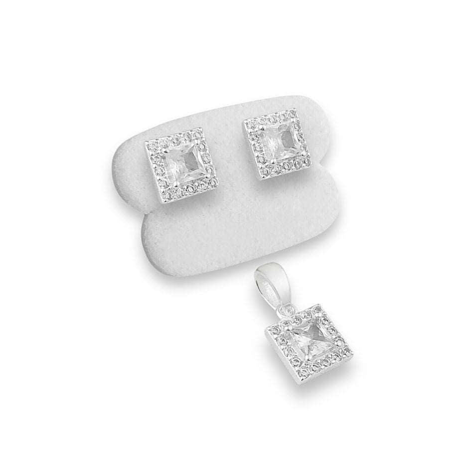 Conjunto Quadrado Cravejado com Zircônias