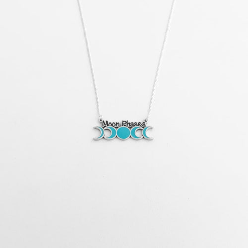 Gargantilha com Fases da Lua em Resina e "Moon Phases" - 60cm