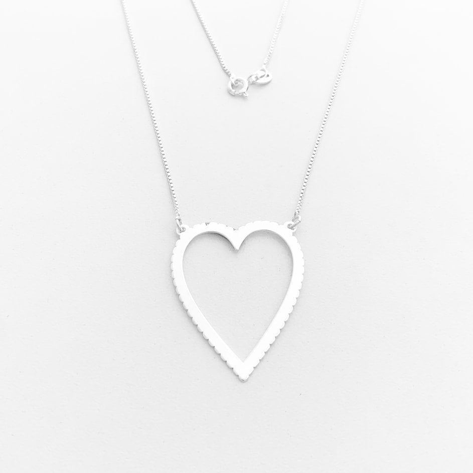 Gargantilha Coração Grande Vazado – 50cm