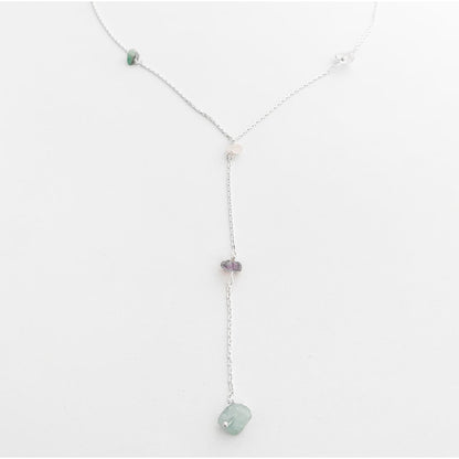 Gravatinha de Cascalho com Ametista, Quartzo Rosa, Quartzo transparente e Quartzo Azul