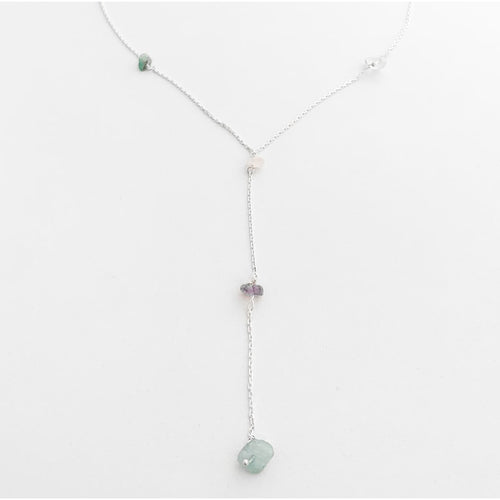 Gravatinha de Cascalho com Ametista, Quartzo Rosa, Quartzo transparente e Quartzo Azul