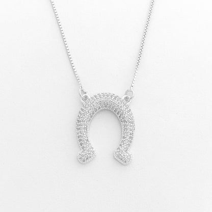 Gargantilha com Ferradura Cravejada de Zircônias - 45cm