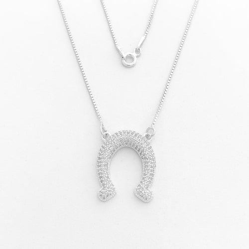 Gargantilha com Ferradura Cravejada de Zircônias - 45cm