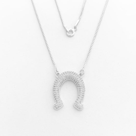 Gargantilha com Ferradura Cravejada de Zircônias - 45cm
