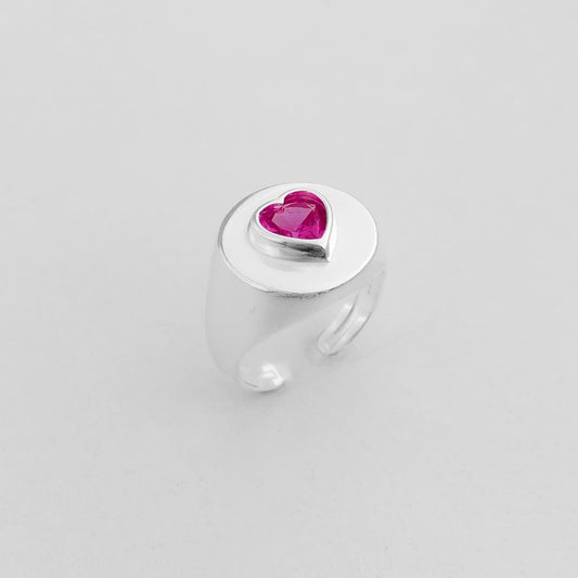 Falange com Zircônia Rubi Rose em Formato de Coração
