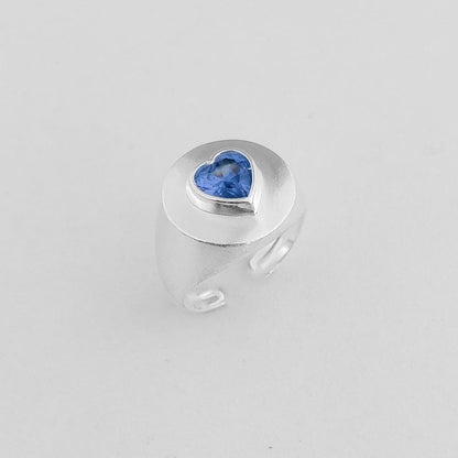 Falange com Zircônia Água Marinha em Formato de Coração