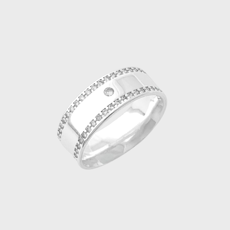 Aliança Cravejada com Zircônias