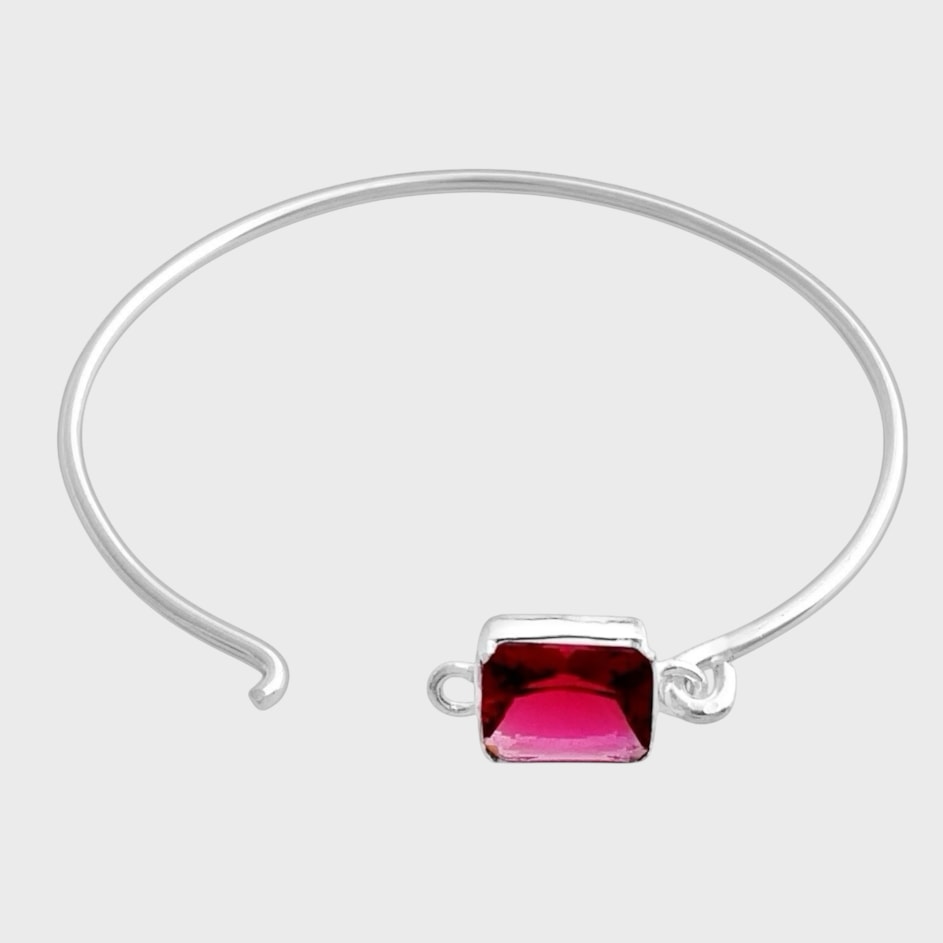 Bracelete Fino de Encaixe com Zircônia Rubi