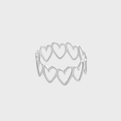 Anel com Aro de Coração Vazado