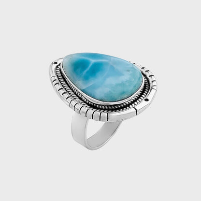 Anel com Pedra Larimar Trabalhado