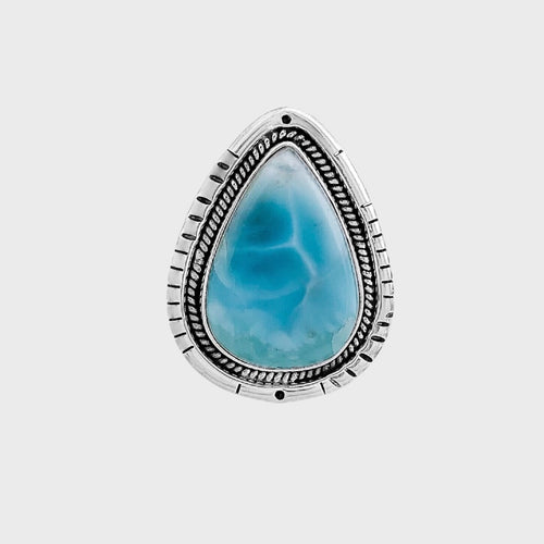 Anel com Pedra Larimar Trabalhado