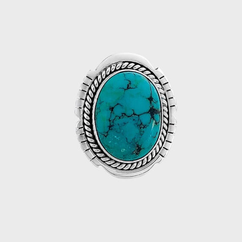 Anel de Turquesa com Aro Trabalhado