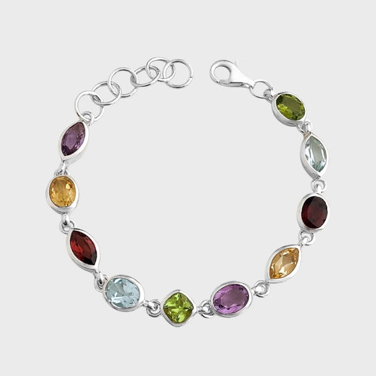 Pulseira com Zircônias Coloridas - 17cm