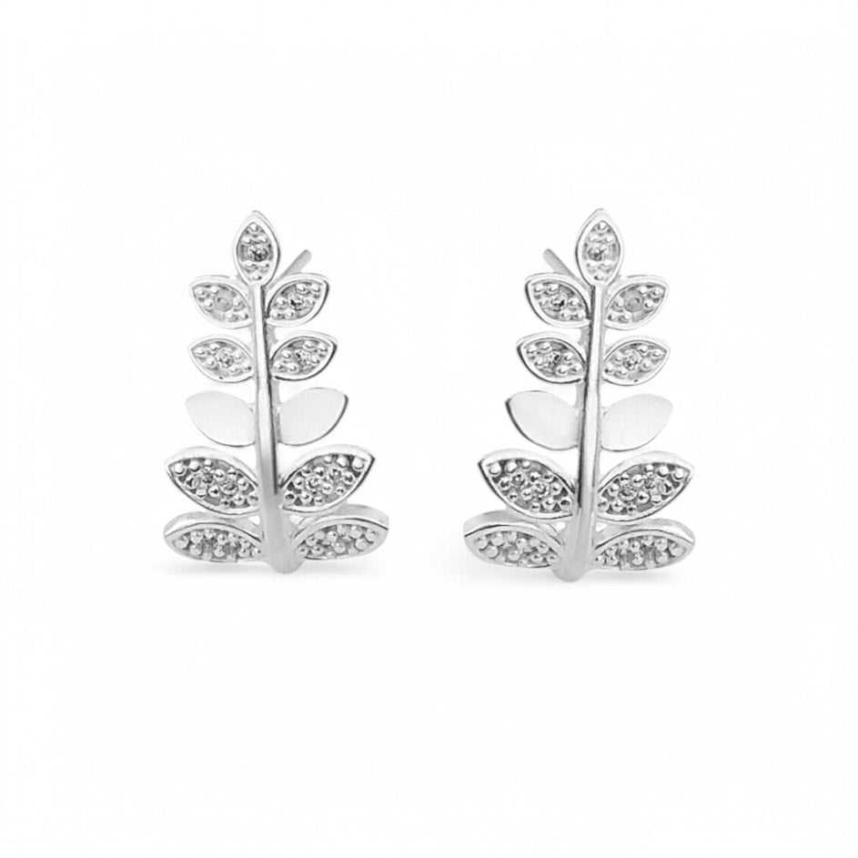 Brinco de Folha com Zircônias