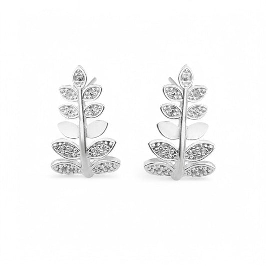 Brinco de Folha com Zircônias