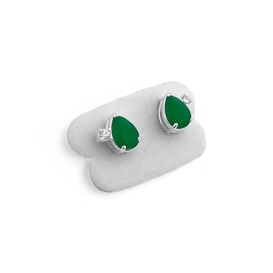 Brinco de Gota com Zircônia Crisopásio Fosca e Cristal