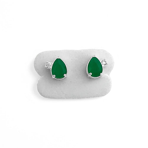 Brinco de Gota com Zircônia Crisopásio Fosca e Cristal