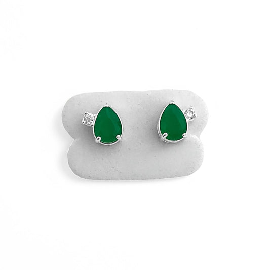 Brinco de Gota com Zircônia Crisopásio Fosca e Cristal