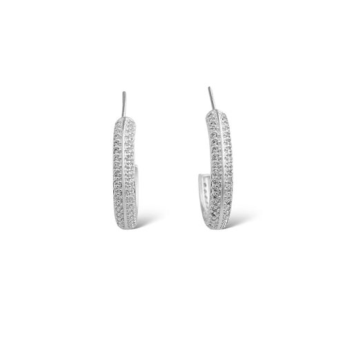 Brinco de Meia Argola Cravejado com Zircônias