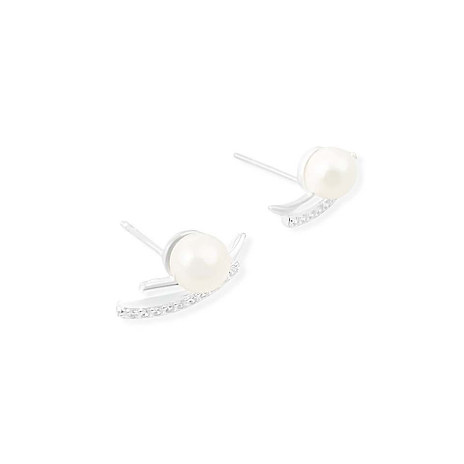 Brinco de Pérola Cravejado com Zircônias