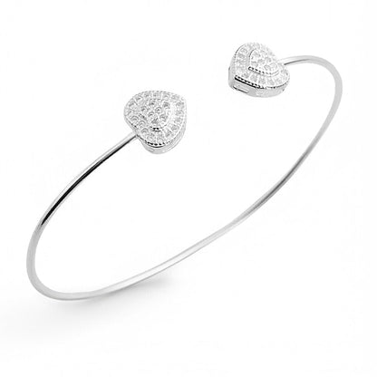 Bracelete com Coração Cravejado de Zircônias nas Pontas