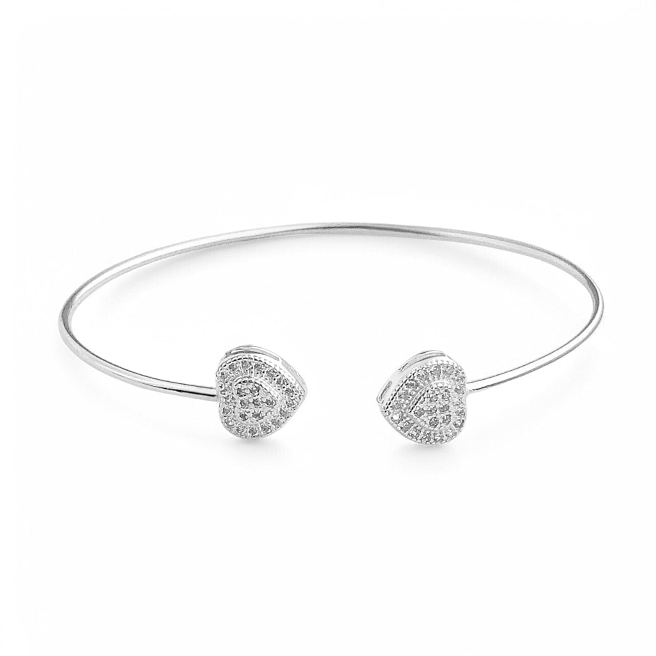Bracelete com Coração Cravejado de Zircônias nas Pontas
