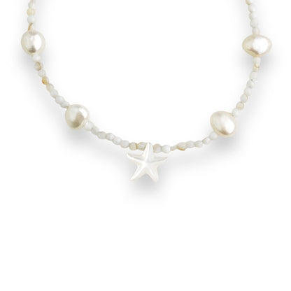 Pulseira de Pérola Batata com Estrela em Madrepérola- 16cm