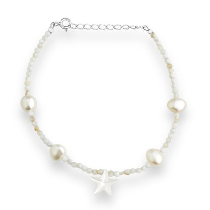 Pulseira de Pérola Batata com Estrela em Madrepérola- 16cm
