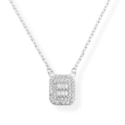 Gargantilha com Pingente Retângular Cravejado com Zircônias - 40cm