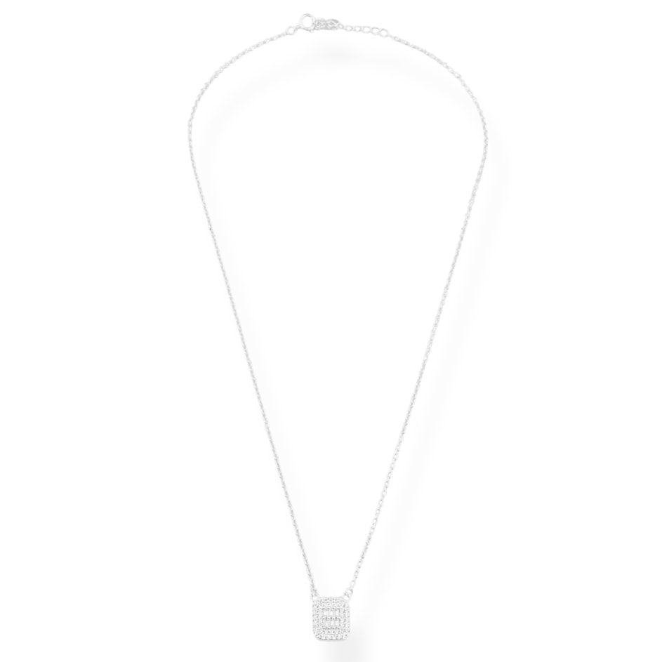 Gargantilha com Pingente Retângular Cravejado com Zircônias - 40cm