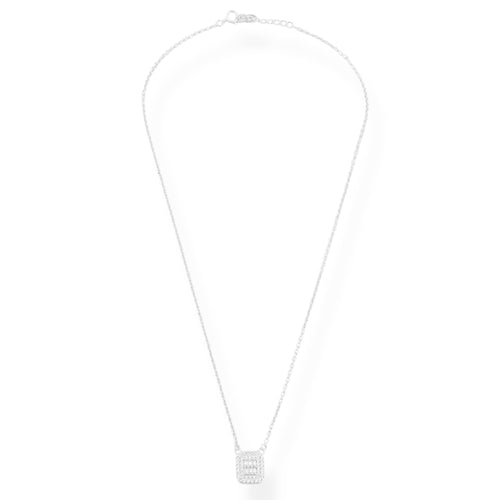 Gargantilha com Pingente Retângular Cravejado com Zircônias - 40cm