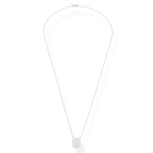 Gargantilha com Pingente Retângular Cravejado com Zircônias - 40cm