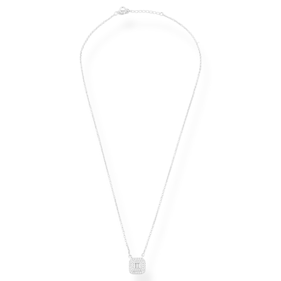 Gargantilha com Pingente Quadrado Cravejado com Zircônias - 40cm