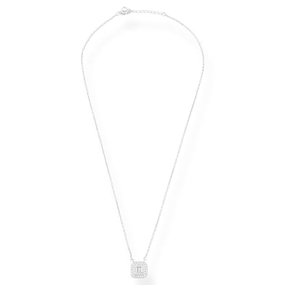 Gargantilha com Pingente Quadrado Cravejado com Zircônias - 40cm