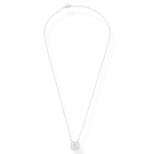 Gargantilha com Pingente Quadrado Cravejado com Zircônias - 40cm