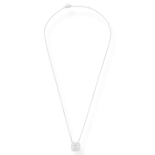 Gargantilha com Pingente Quadrado Cravejado com Zircônias - 40cm