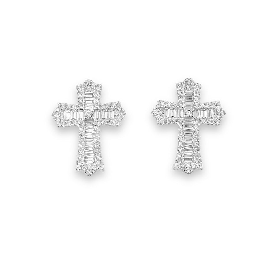 Brinco de Cruz Cravejado com Zircônias