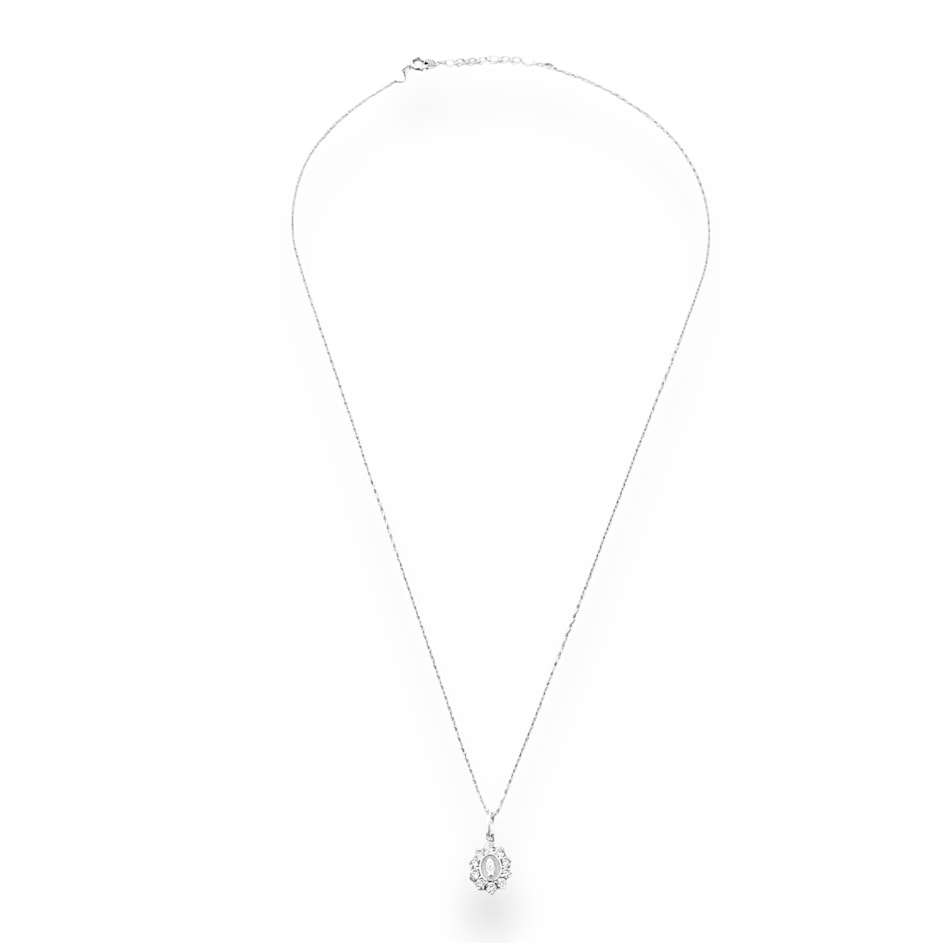 Gargantilha de Nossa Senhora das Graças com Bordas Cravejadas de Zircônias - 45cm