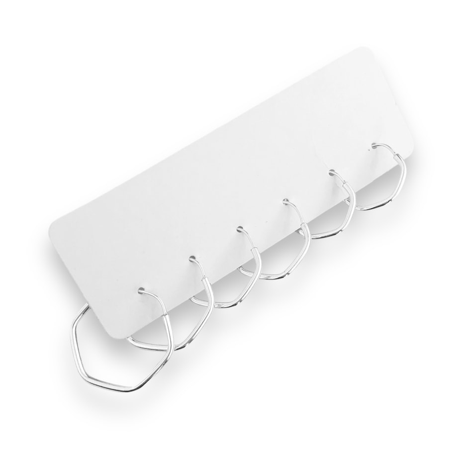 Trio de Brincos de Argola Hexágono